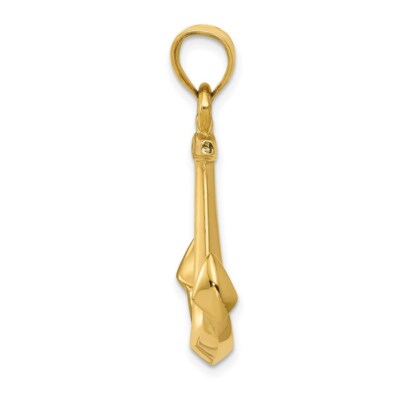 Pre-owned Superdealsforeverything Real 14kt Yellow Gold 3-d Anchor Pendant