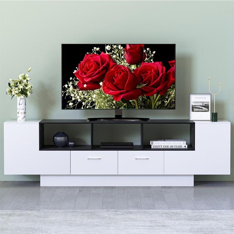 Entertainment Unit Cabinet Media Center Wood Gloss Game Console