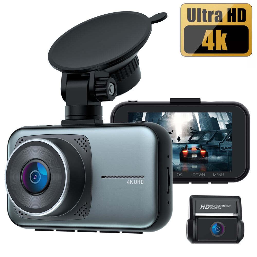 4K 1080P Car Dash Camera Super Night Visio DVR Recorder Front Rear Dual Lens Cam