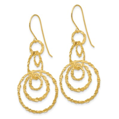 Pre-owned Superdealsforeverything Real 14kt Yellow Gold Dangle Circles Earrings