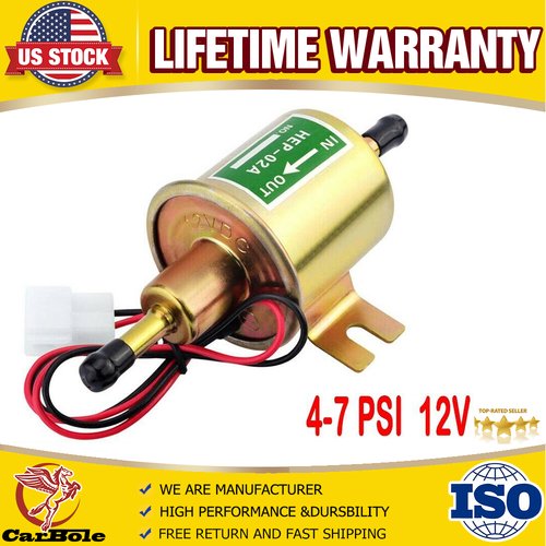 12V Universal Electric Fuel Pump Diesel Gas 5/16 Inch Inline 4-7PSI Low Pressure