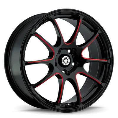 17'' Konig 24BR Illusion 17x7 5x100 Gloss Black Red Spoke Accents Wheel 40mm Rim