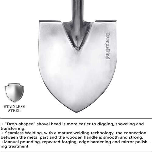 Berry&Bird 40.98 inch Round Point Digging Garden Shovel Heavy Duty Spade Shovel
