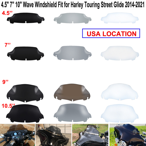 4.5" 7" 9" 10" Motor Wave Windshield Fit for Harley Touring Street Glide 2014-23