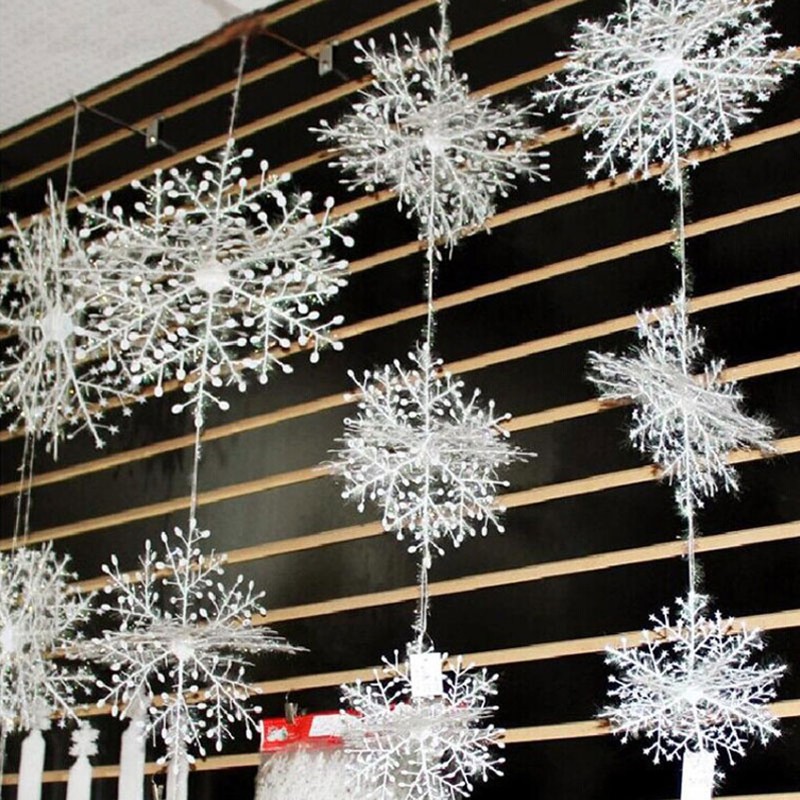 30pcs Snowflakes Hanging Ornaments Window Decorations Festival Party