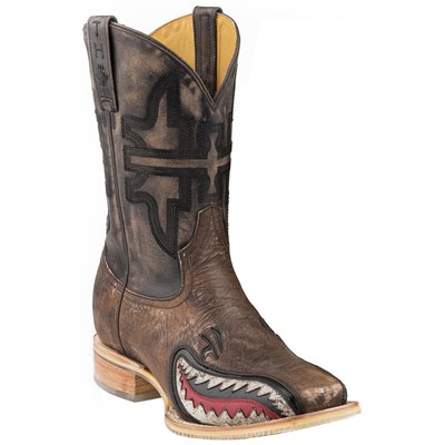 Pre-owned Tin Haul Warhawk Square Toe Cowboy Mens Brown Casual Boots 14-020-0077-0412