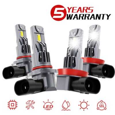 For Silverado 1500 WT Custom Trail Boss 2019 2020 2021 White LED Headlight Bulbs