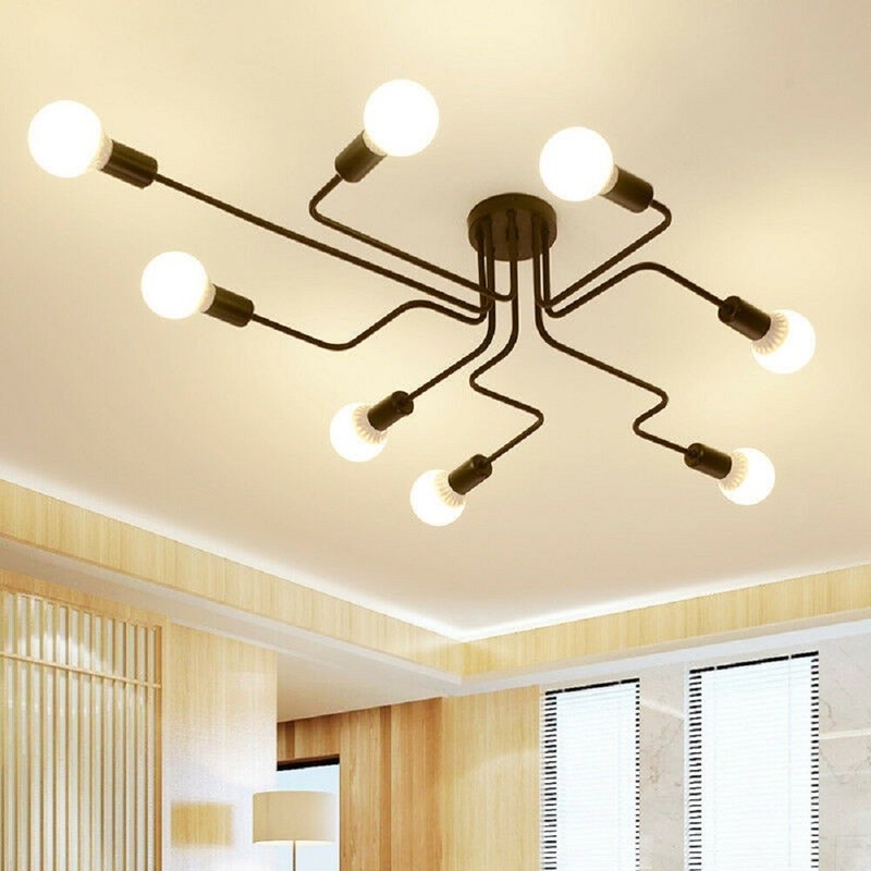 Vintage Industrial Semi Flush Mount Ceiling Light Fixture Steampunk Chandelier
