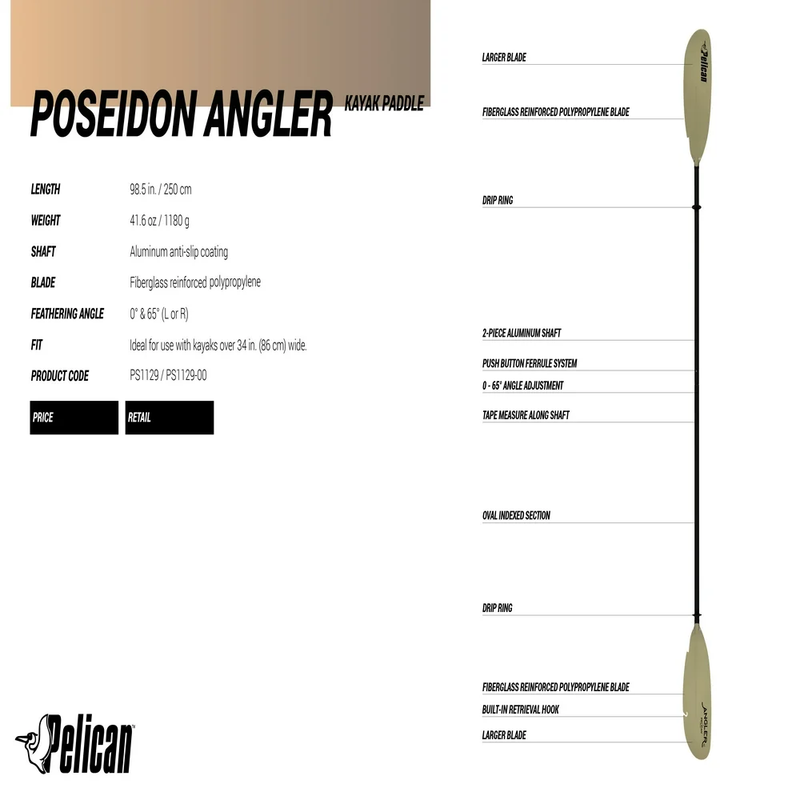 - Poseidon Angler Fishing Kayak Paddle 98.5"
