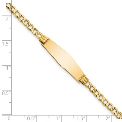 Pre-owned Skyjewelers Real 14kt Semi-solid Soft Diamond Shape Cuban Link Id Chain Bracelet In Yellow
