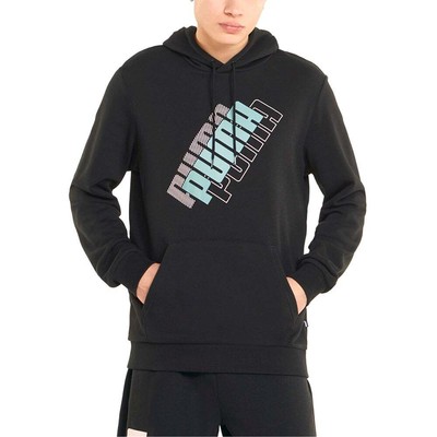 Puma Power Logo Pullover Hoodie Mens Black Casual Outerwear 84737851