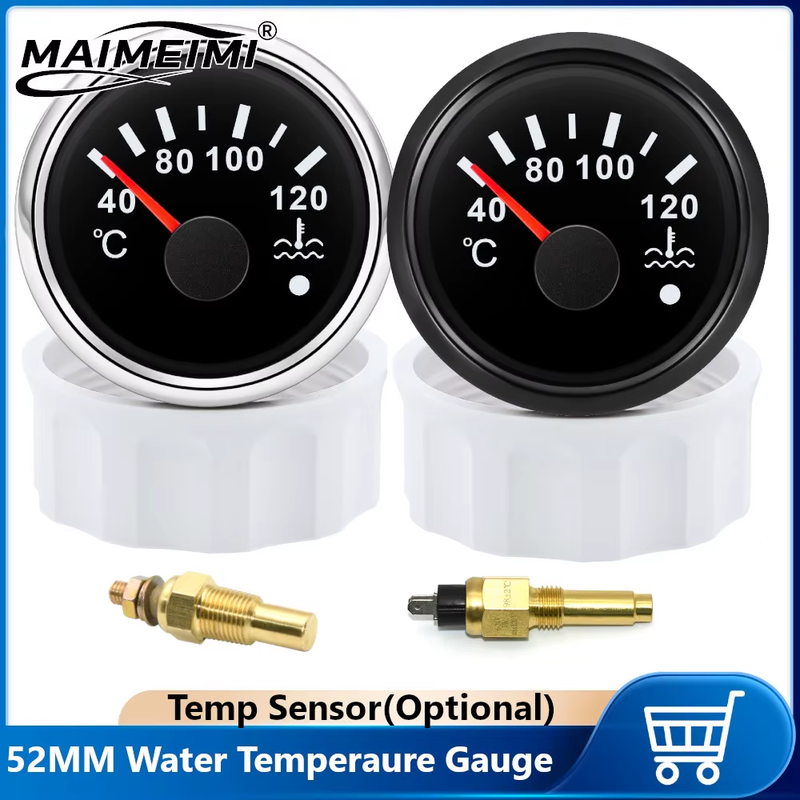 52MM Boat Car Water Temperature Gauge With Coolant Temperature Sensors 1/8NPT 14