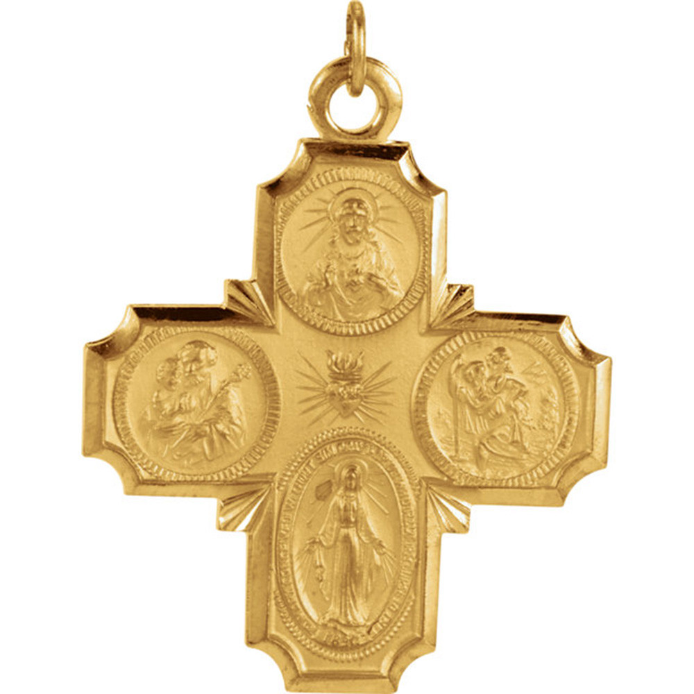 18k gold four way cross