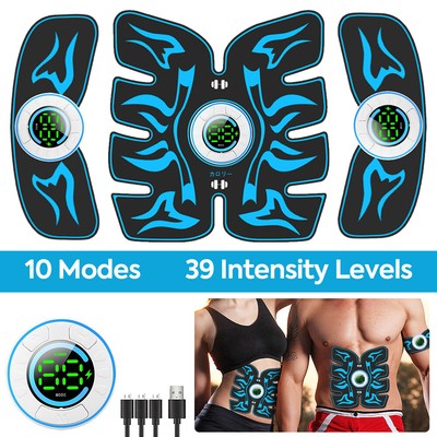 10 Mode 39 Level EMS Abdominal Muscle Toning Trainer ABS Stimulator Toner Binder