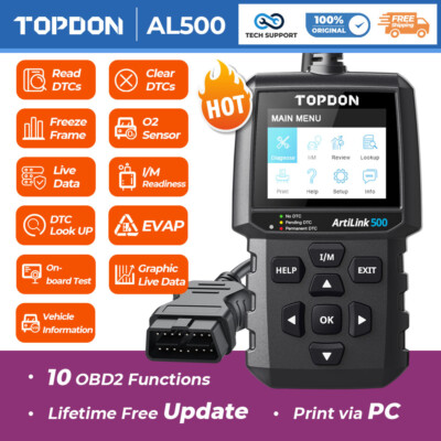 TOPDON AL500 OBD2 Auto Code Reader Diagnostic Scanner TPMS ABS SRS Scan Tool