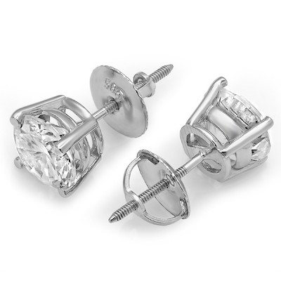 Pre-owned Pucci 2.0ct Round Cut Solitaire Synthetic Moissanite Stud Earrings 14k White Gold In D