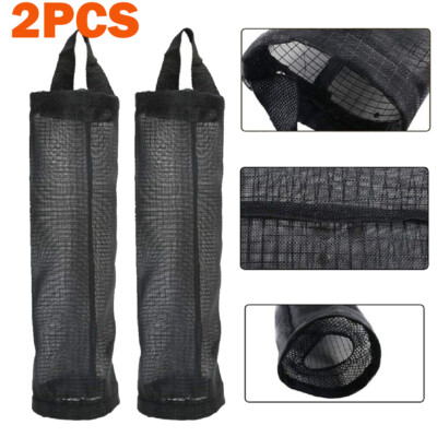 2 Pcs Grocery Plastic Garbage Bag Holder Dispenser Hanging Mesh Trash Organizer
