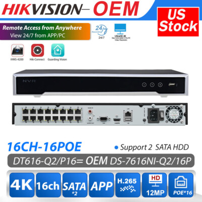 HIKVISION OEM NVR 16CH 16 POE 4K 16 Channel security  OEM DS-7616NI-Q2/16P