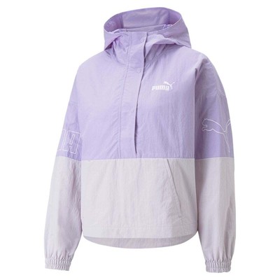 

Puma Power Hooded Half Zip Windbreaker Женская фиолетовая повседневная спортивная верхняя одежда 6, Фиолетовый, Puma Power Hooded Half Zip Windbreaker