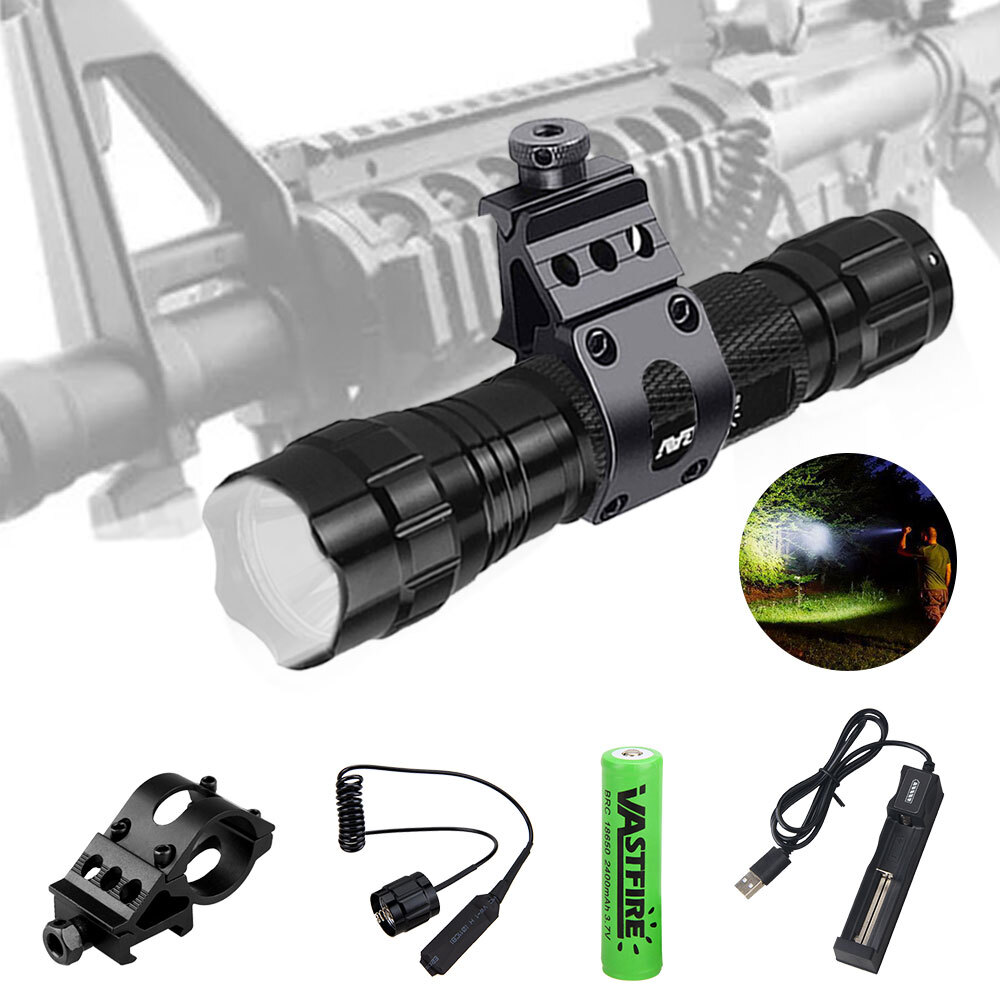 Tactical LED Gun Flashlight 90000 Lumen Torch Rifle&Shotgun Picatinny Mount Lamp