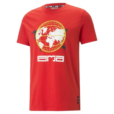 Футболка Puma Clear Out с графическим круглым вырезом и коротким рукавом, мужские красные повседневные топы 53858