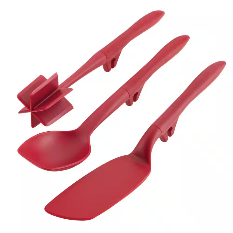Rachael Ray Lazy Crush & Chop, Flexi Turner, and Scraping Spoon Set, Red