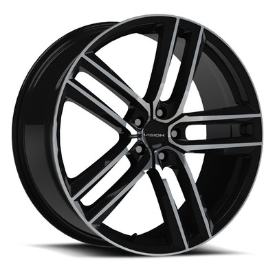 18x8.5 Vision 475 Clutch Gloss Black Machined Face Wheels 5x112 (38mm) Set of 4