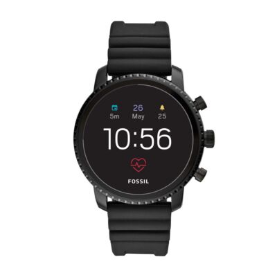 Умные часы Fossil Gen 4 Explorist HR 45 мм - Черные с черным силиконом