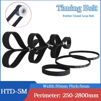 HTD5M Timing Belt Black Rubber Closed Loop Belt Width 30mm Pitch 5mm 3D Printer