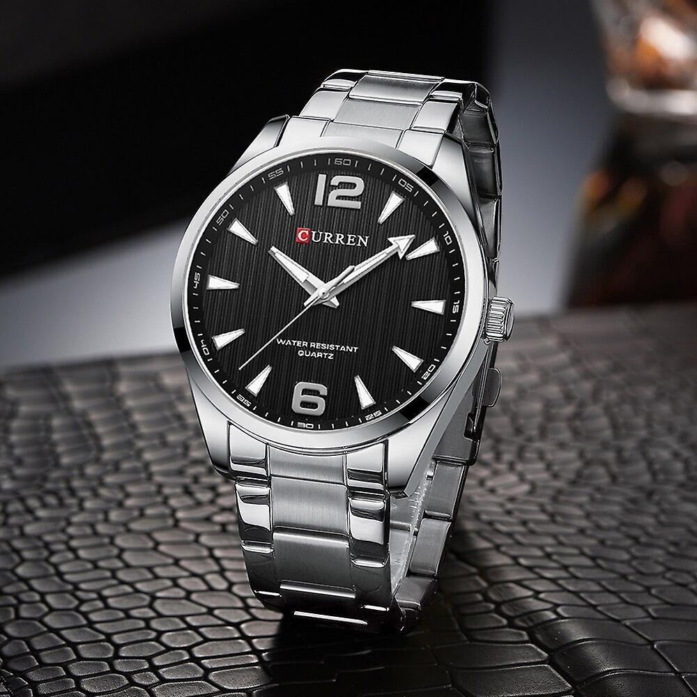 Orologio Da Polso Curren 8434 Uomo Analogico Quarzo Business Silver Nero lac