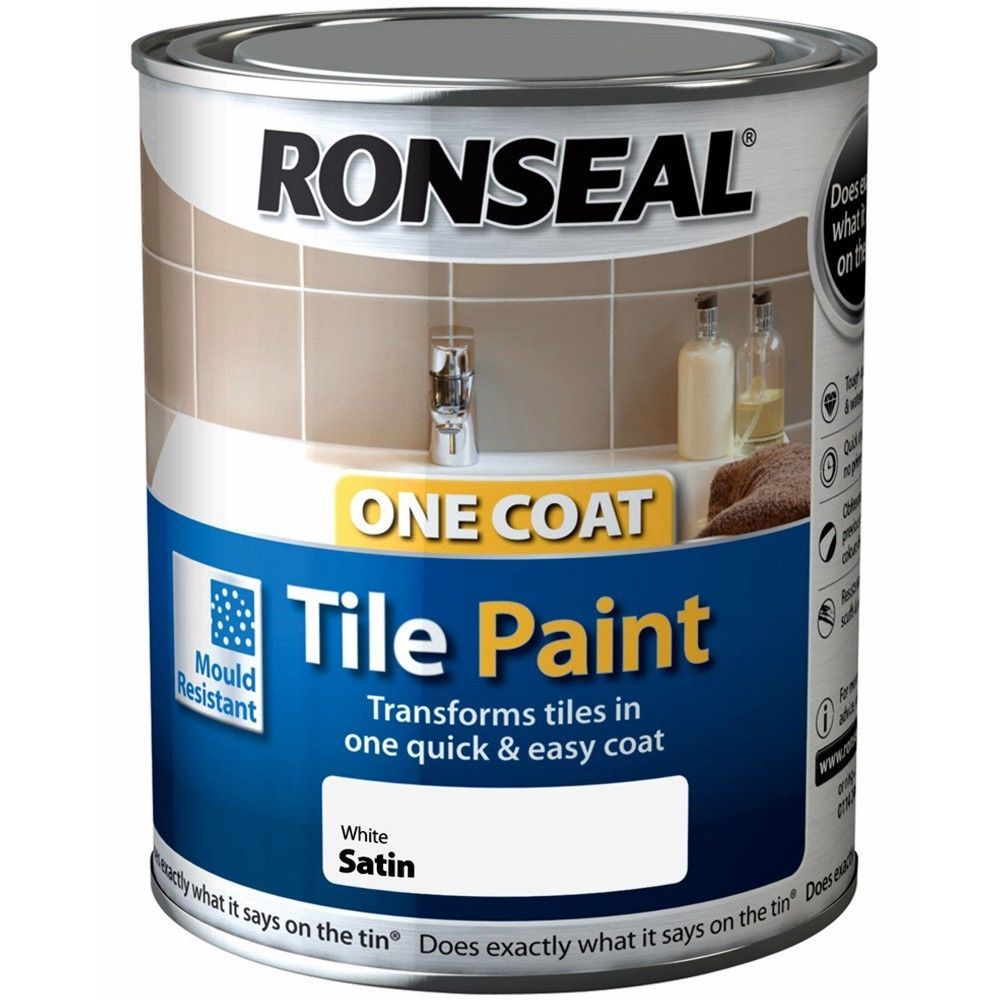 Ronseal One Coat Tile Paint Satin 750Ml Kitchen Bathroom Tile Paint 5 Colour's eBay