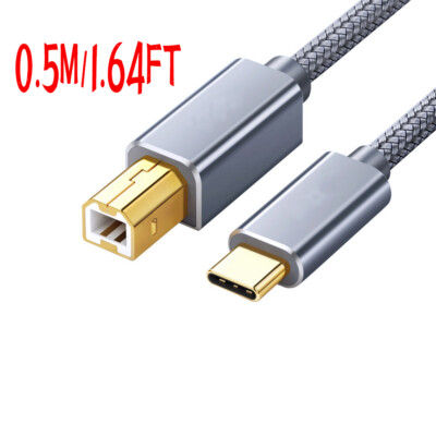 USB-C to USB-B 2.0 Cable For Nylon Epson HP Canon Brother Printer Scanner USA