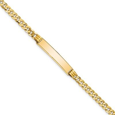 Pre-owned Superdealsforeverything Real 10kt Yellow Gold Flat Curb Link Id Chain Bracelet; 7 Inch; Lobster Clasp