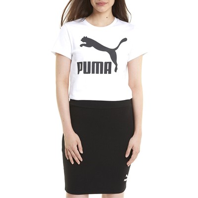 Футболка с круглым вырезом и коротким рукавом с логотипом Puma Classics, женские белые повседневные топы 53186