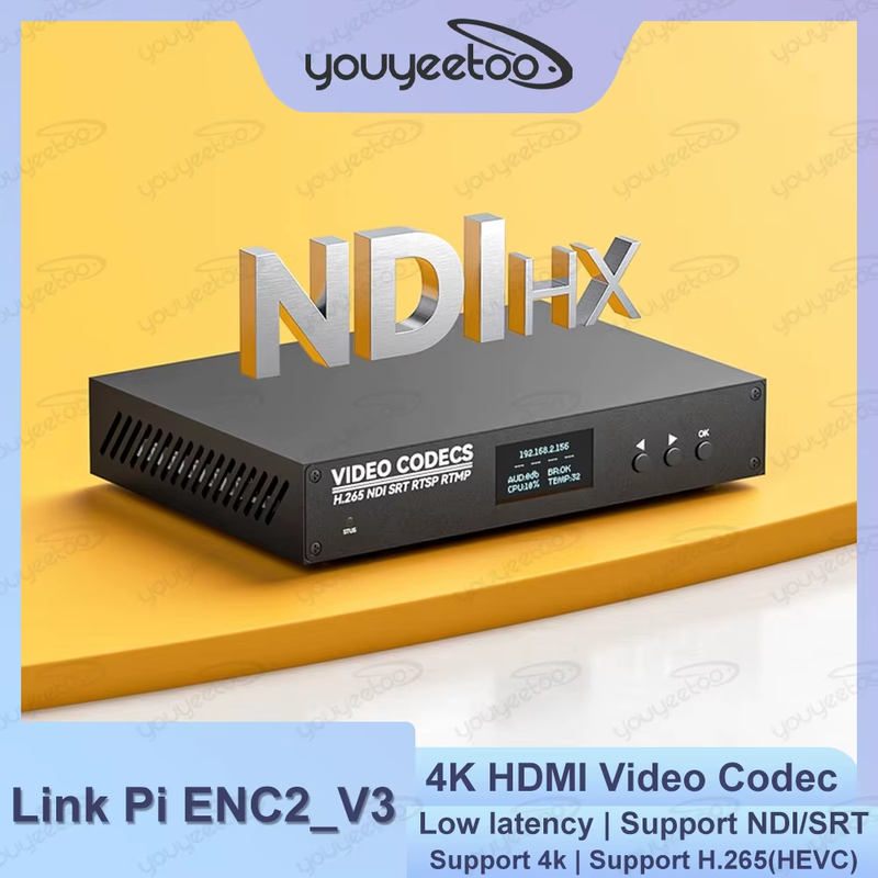 Link Pi ENC2_V3 4K Video Codec 2-channel HDMI Encoder/Decoder, SRT NDI, RTMP Liv