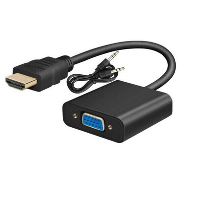 Cable Convertidor HDMI Macho a VGA Hembra Adaptador con Soporte de Audio 1080P