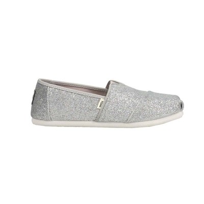 

TOMS Alpargata Повседневные слипоны с блестками для девочек на плоской подошве серебристого цвета 10011447T, Серебряный, TOMS Alpargata Glitter Slip On Youth