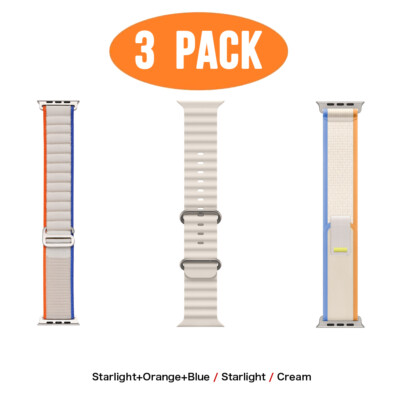 3PACK Alpine+Trail Loop+Ocean Band For Apple Watch 9 8 7 6 SE Ultra 44/45/49mm
