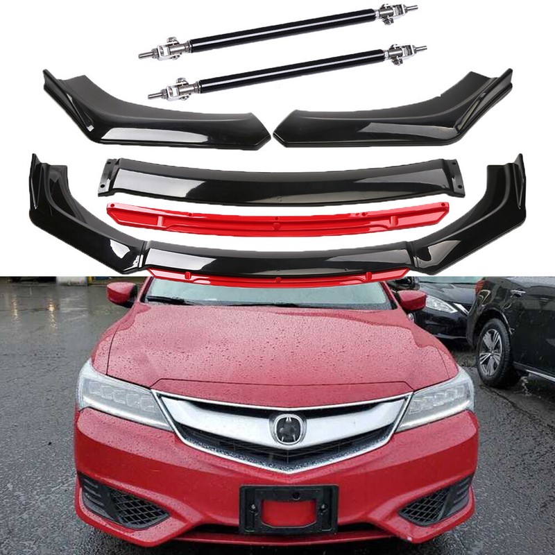 Lip Splitter Spoiler + Strut Rods Red&black For Acura Rsx Dc5 Mugen