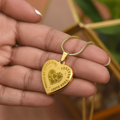 Forever My Little Girl Forever My Daddy - Engraved Heart Necklace For Princess