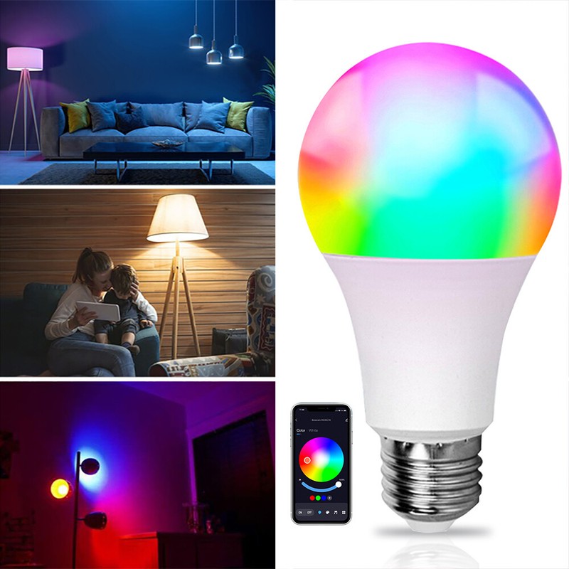 Wireless Bluetooth Smart Light Bulb Speaker E27 LED RGB White