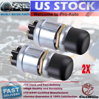 2PCS 12 Volt DC Heavy-Duty Start Momentary Push-Button Starter Switch (50 Amps)