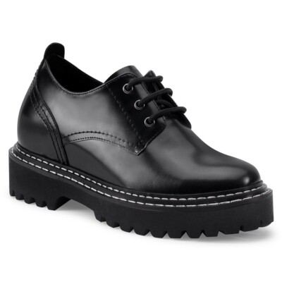 US5.5 CHAMARIPA 8CM/3.15'' Elevator shoes WOMEN Height Increasing black oxford