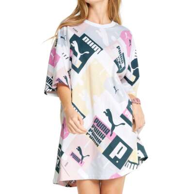 

Женское белое повседневное платье-футболка Puma Brand Love Aop 534467-02, Белый
