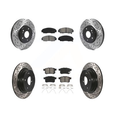 KDS Front Rear Drilled Slot Brake Rotors Metallic Pad for Acura TSX Honda Accord
