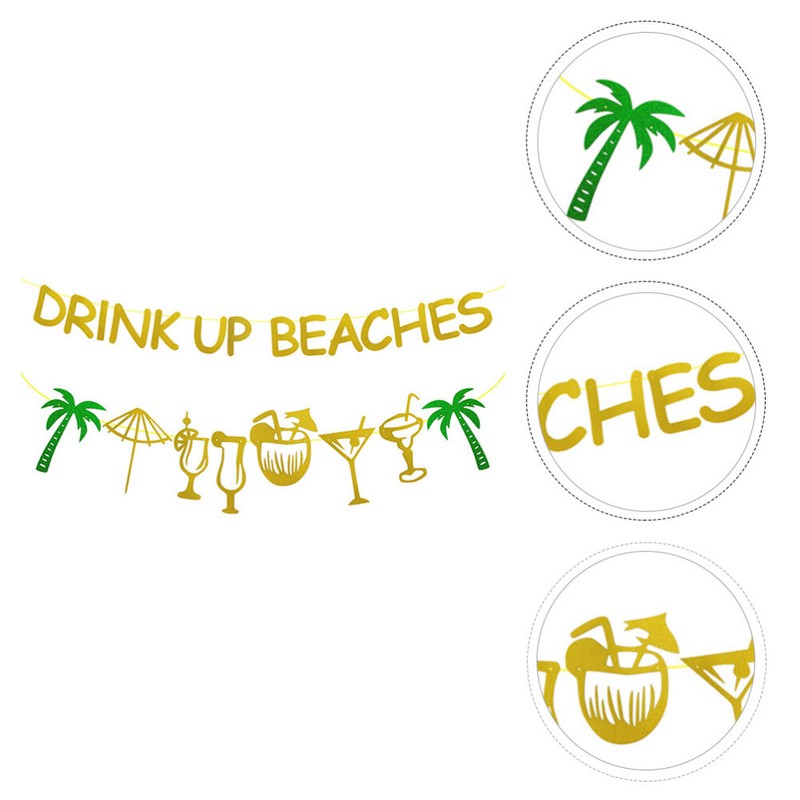  2 Pcs Fournitures De FÃªTe HawaÃ¯Ennes BanniÃ¨Re DÃ©Cor Bord Mer