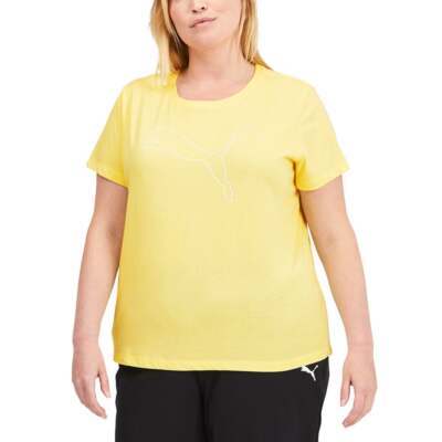 

Puma Rtg Heather Logo Футболка с круглым вырезом и коротким рукавом плюс женская желтая повседневная футболка, Желтый