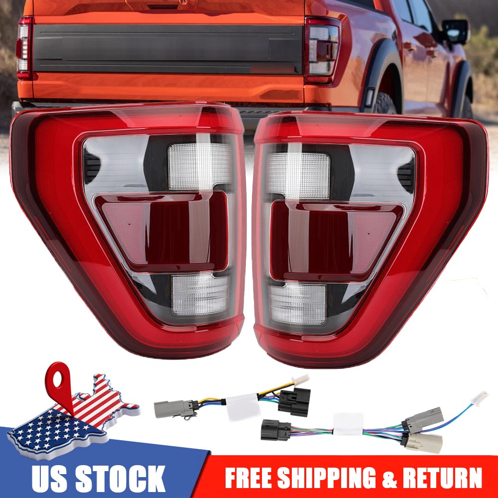 Pair Tail Light For Ford F150 F-150 2021-2023 (Halogen Upgrade LED Raptor Style)