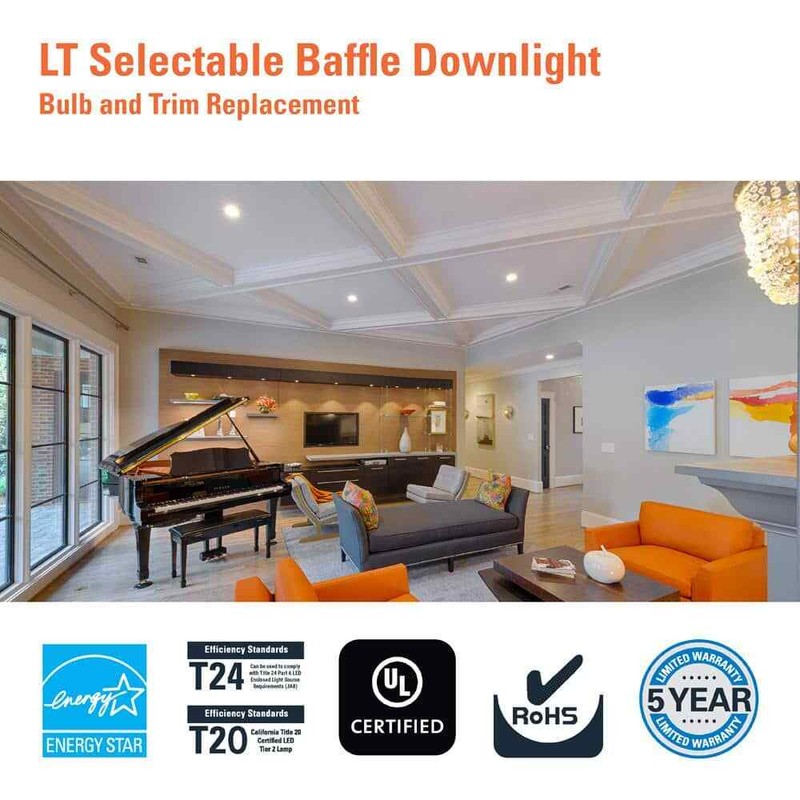 HALO LT 5/6 in. LED Retrofit Module with Baffle Trim Selectable 5CCT 750-Lumens