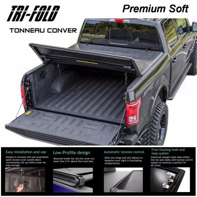 Black Soft Top Tri Fold Tonneau Trunk Cover For 04 13 Silverado Sierra 5 8 Bed Truck Bed Accessories Car Truck Parts